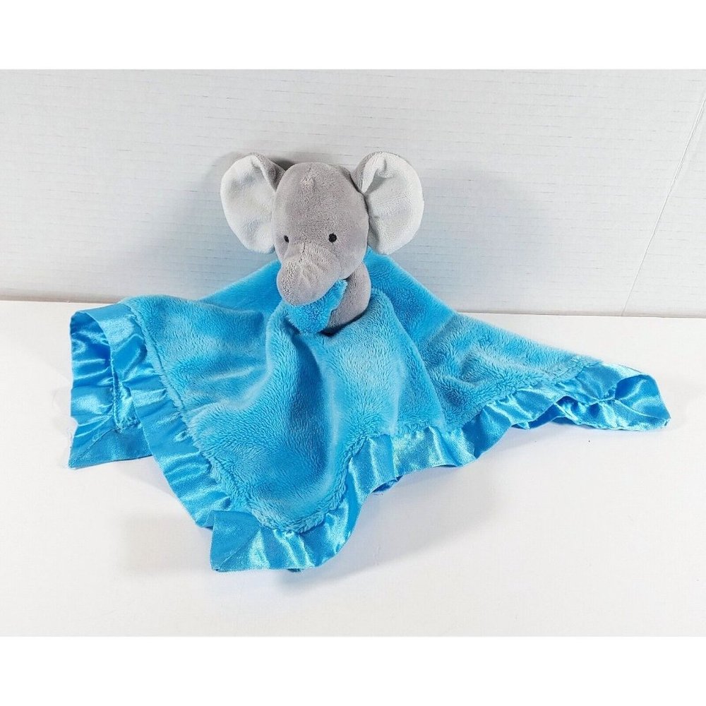 Carters Lovey ELEPHANT Security Blanket Crib washable RATTLE Blue